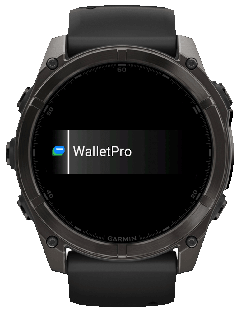 WalletPro watch launcher row.